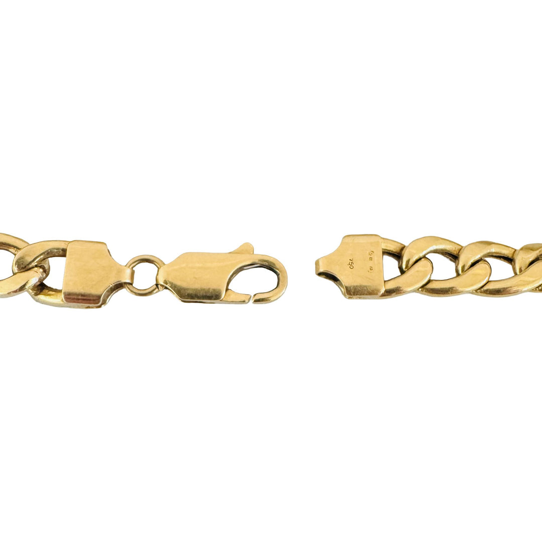 18k Yellow Gold 17g Semi Solid Vintage 8mm Curb Link Bracelet Italy 7.5"