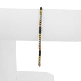 18k Yellow White Rose and Blackened Gold 5g Ball Bead Link Bracelet Italy 7.5"