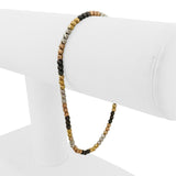 18k Yellow White Rose and Blackened Gold 5g Ball Bead Link Bracelet Italy 7.5"