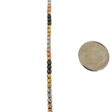 18k Yellow White Rose and Blackened Gold 5g Ball Bead Link Bracelet Italy 7.5"
