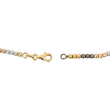 18k Yellow White Rose and Blackened Gold 5g Ball Bead Link Bracelet Italy 7.5"