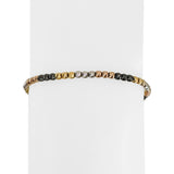 18k Yellow White Rose and Blackened Gold 5g Ball Bead Link Bracelet Italy 7.5"