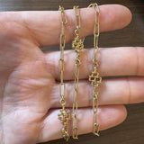 18k Yellow Gold 21.4g Solid Vintage Ribbed Station Cable Link Necklace 28"
