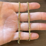 18k Yellow Gold 35.7g Solid Heavy Squared Byzantine Link Chain Necklace 23"
