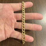 18k Yellow Gold 17g Semi Solid Vintage 8mm Curb Link Bracelet Italy 7.5"