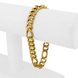 22k Yellow Gold 19.7g Semi Solid Diamond Cut 8mm Figaro Link Bracelet 8"