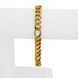 22k Yellow Gold 19.7g Semi Solid Diamond Cut 8mm Figaro Link Bracelet 8"