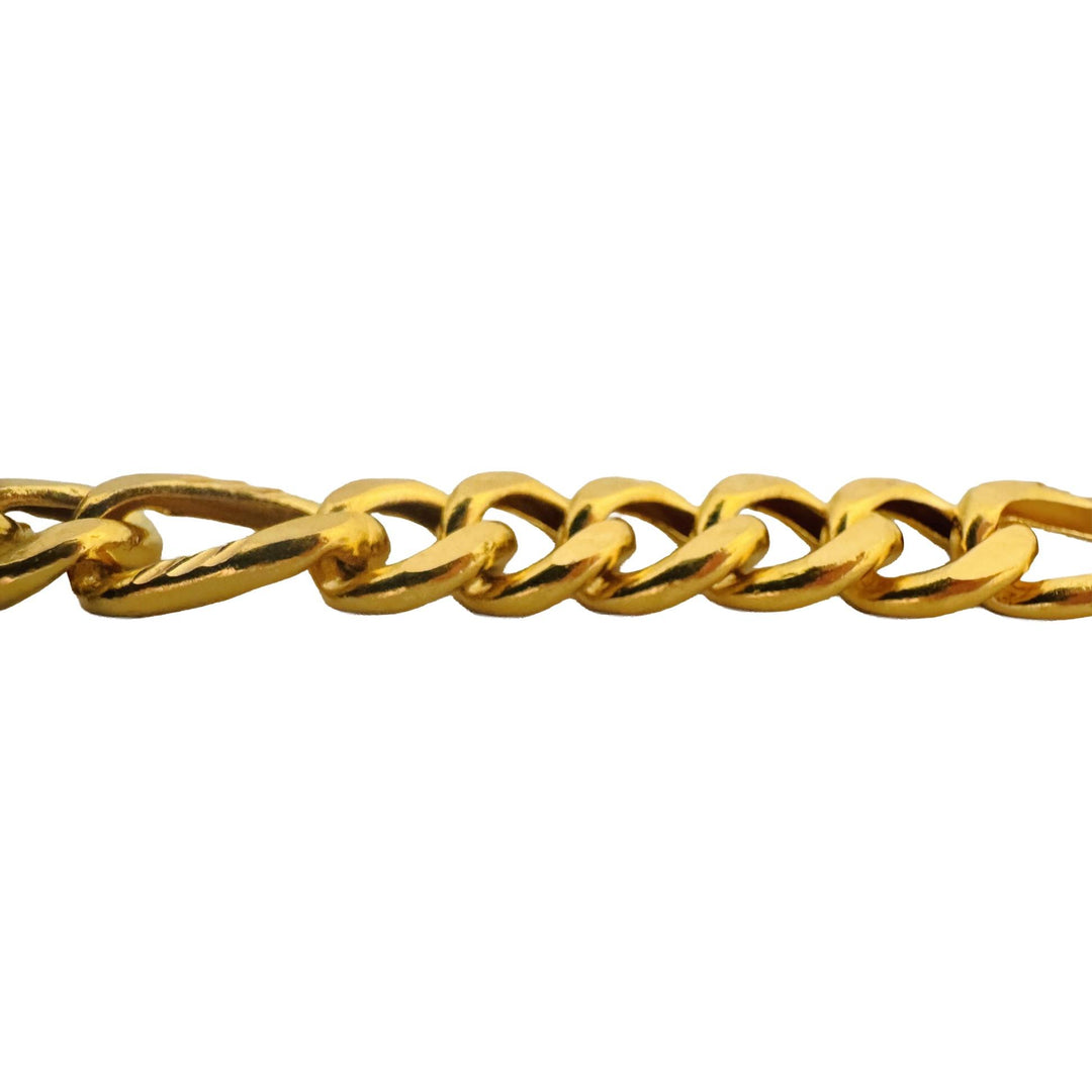 22k Yellow Gold 19.7g Semi Solid Diamond Cut 8mm Figaro Link Bracelet 8"