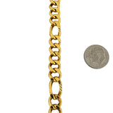 22k Yellow Gold 19.7g Semi Solid Diamond Cut 8mm Figaro Link Bracelet 8"