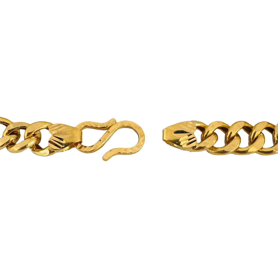 22k Yellow Gold 19.7g Semi Solid Diamond Cut 8mm Figaro Link Bracelet 8"