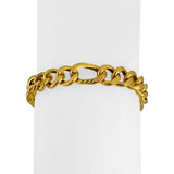 22k Yellow Gold 19.7g Semi Solid Diamond Cut 8mm Figaro Link Bracelet 8"