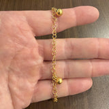 22k Yellow Gold 3.9g Hollow Light Cable Link Ball Charm Bracelet 6"