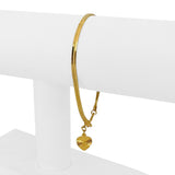22k Yellow Gold 6.1g Solid Squared Snake Link Heart Charm Bracelet 6.25"