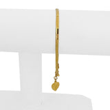22k Yellow Gold 6.1g Solid Squared Snake Link Heart Charm Bracelet 6.25"