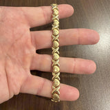 14k Yellow Gold 11g Vintage 9mm XO Hugs and Kisses Link Bracelet 7.5"