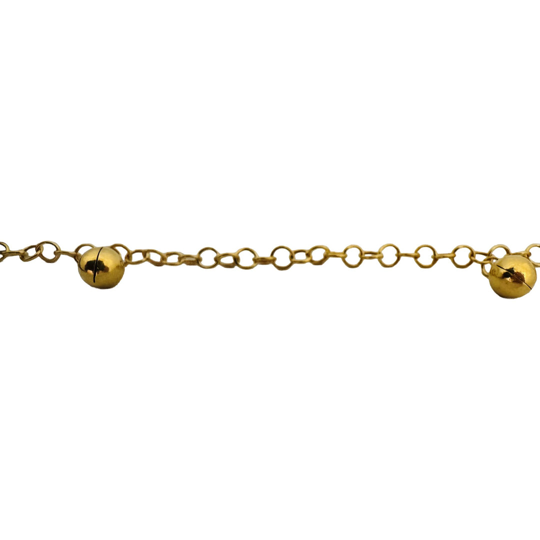 22k Yellow Gold 3.9g Hollow Light Cable Link Ball Charm Bracelet 6"