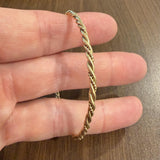 14k Yellow Gold 12g Solid Heavy Vintage 3mm Bangle Bracelet 8"