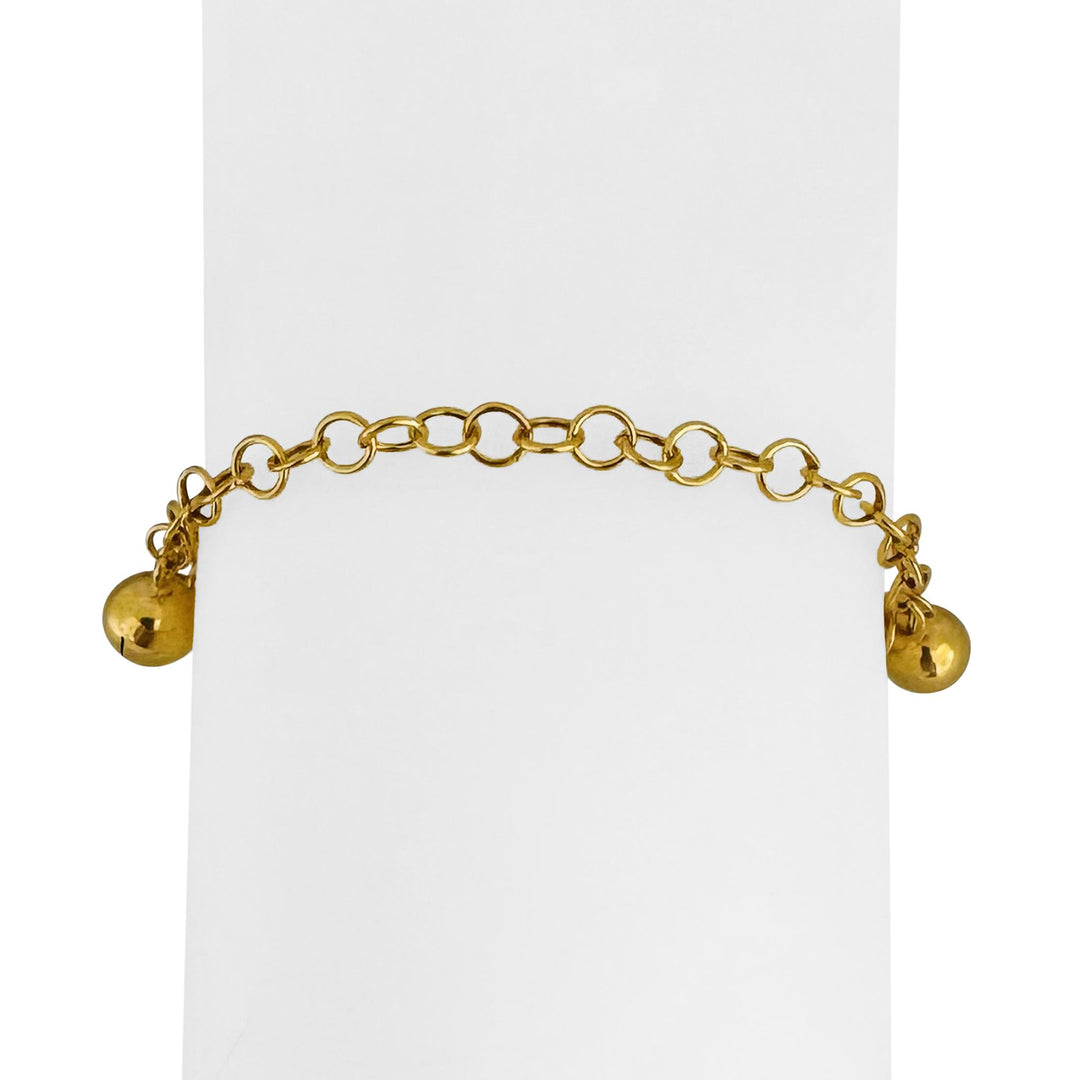 22k Yellow Gold 3.9g Hollow Light Cable Link Ball Charm Bracelet 6"