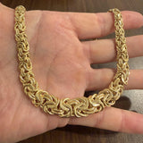 14k Yellow Gold 21.5g Vintage Graduated Byzantine Link Necklace Italy 17"