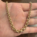 14k Yellow Gold 17.5g Vintage Graduated Rolo Link Necklace Turkey 18"