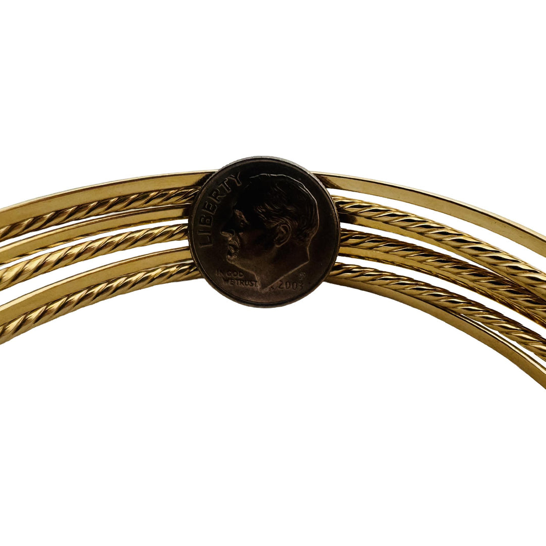 Set of Seven 14k Yellow Gold 11.8g Hollow Connected Bangle Bracelets 8"