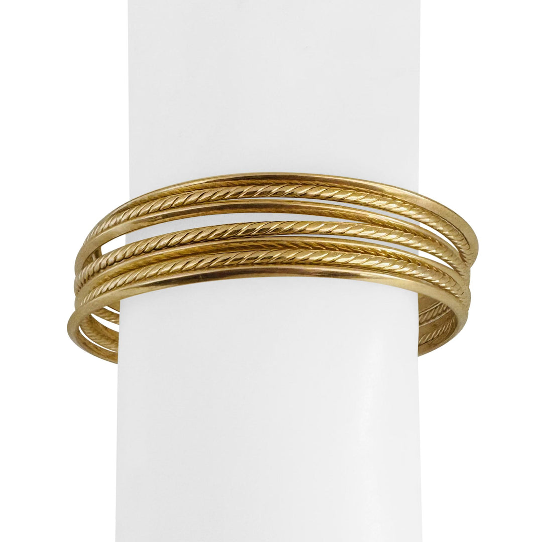Set of Seven 14k Yellow Gold 11.8g Hollow Connected Bangle Bracelets 8"