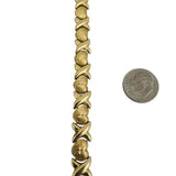 14k Yellow Gold 11g Vintage 9mm XO Hugs and Kisses Link Bracelet 7.5"