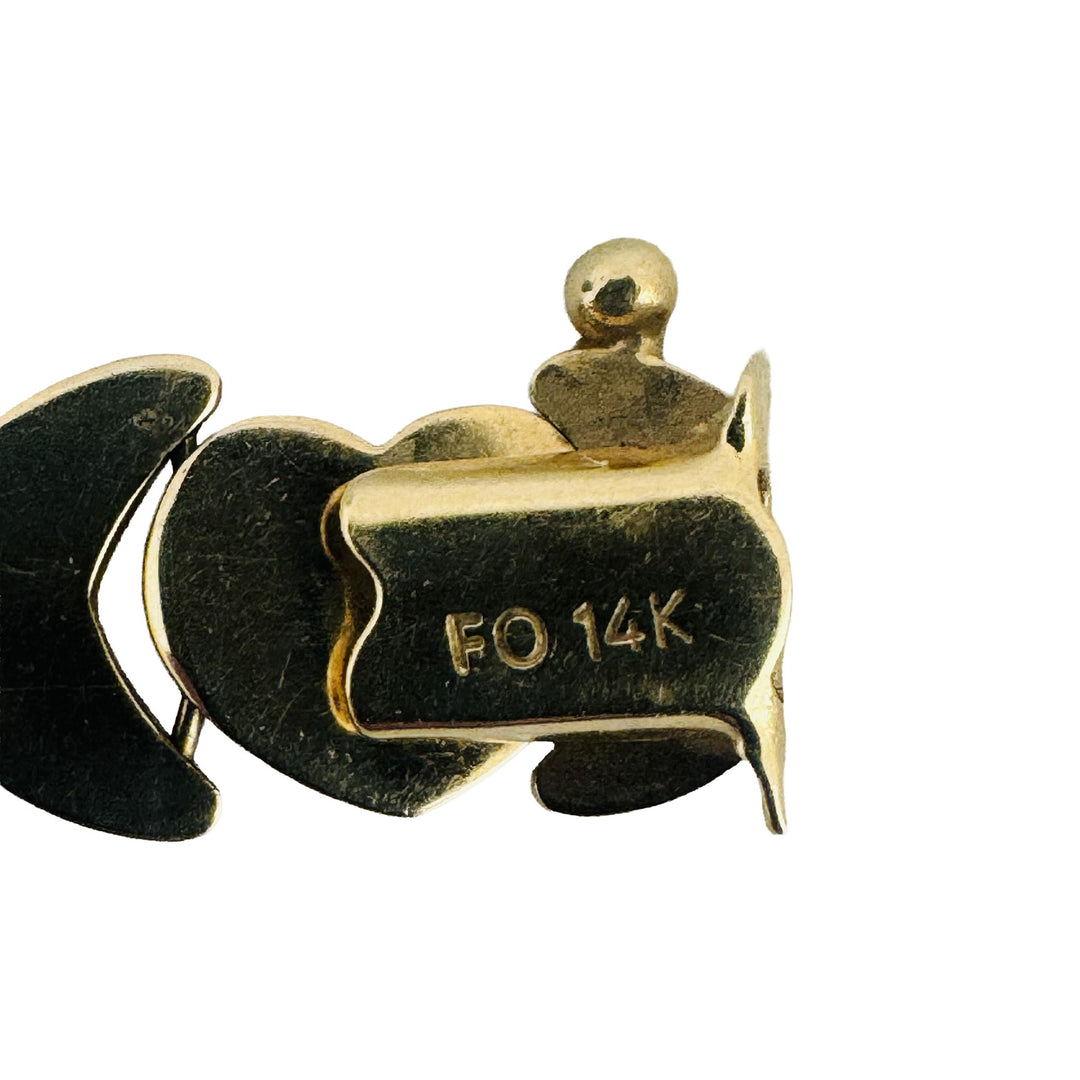 14k Yellow Gold 11g Vintage 9mm XO Hugs and Kisses Link Bracelet 7.5"