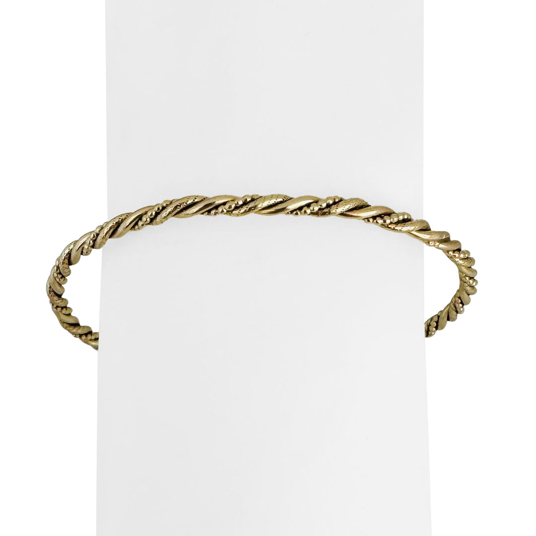 14k Yellow Gold 12g Solid Heavy Vintage 3mm Bangle Bracelet 8"