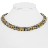 14k Yellow and White Gold 37.6g Heavy Ladies 11mm Mesh Link Necklace 17"