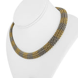 14k Yellow and White Gold 37.6g Heavy Ladies 11mm Mesh Link Necklace 17"