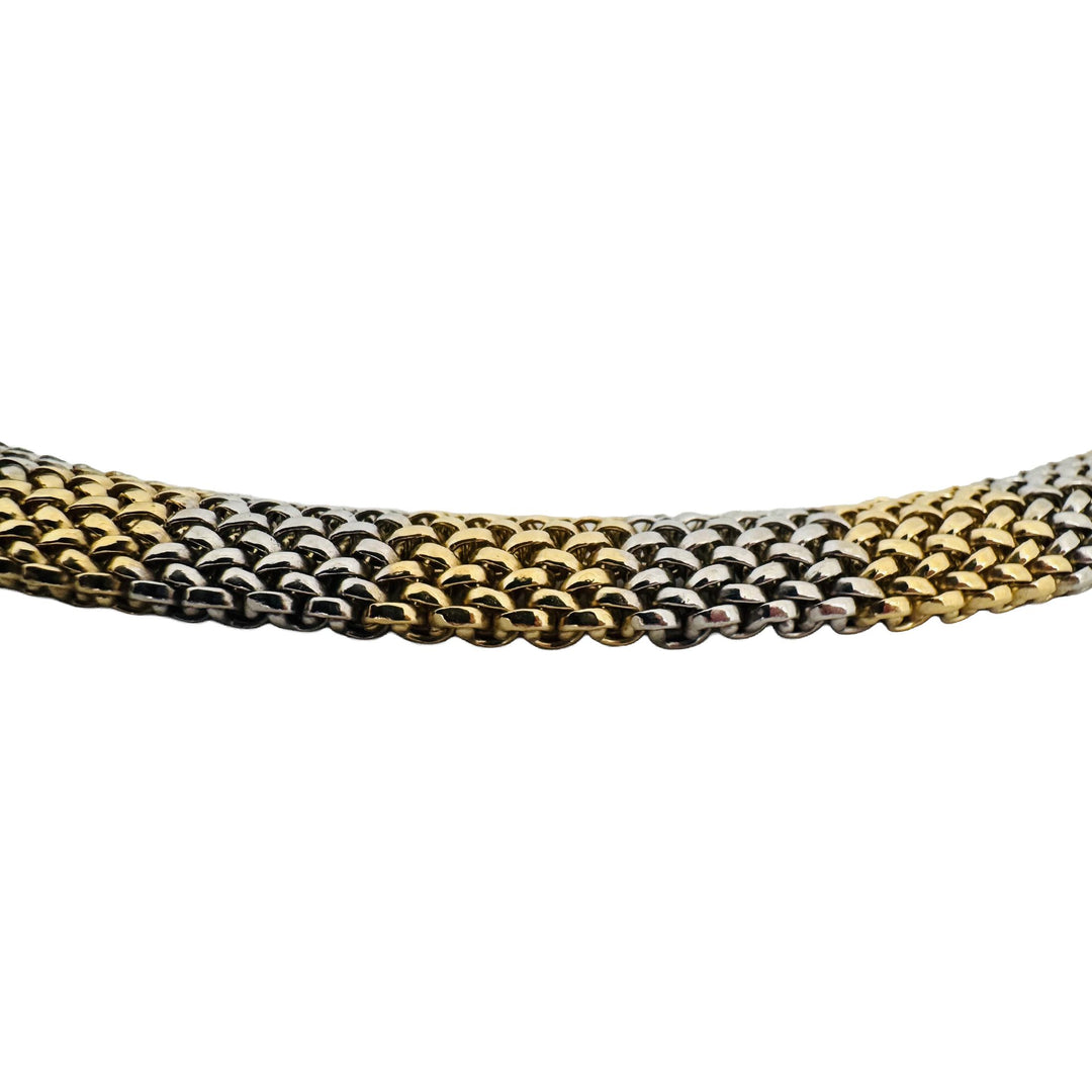 14k Yellow and White Gold 37.6g Heavy Ladies 11mm Mesh Link Necklace 17"