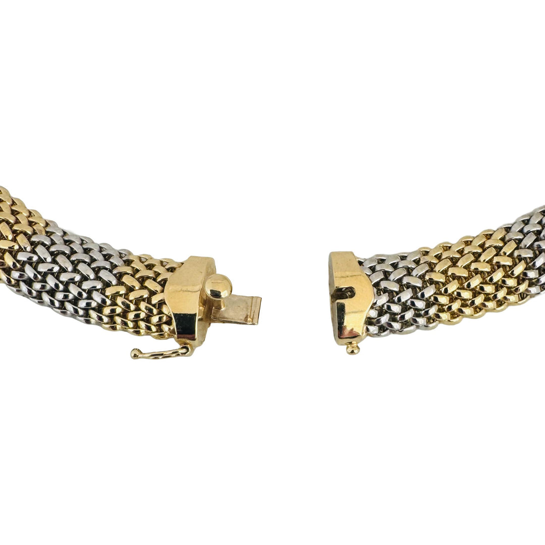 14k Yellow and White Gold 37.6g Heavy Ladies 11mm Mesh Link Necklace 17"