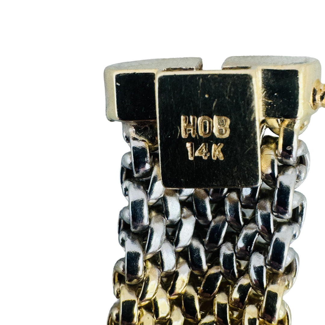 14k Yellow and White Gold 37.6g Heavy Ladies 11mm Mesh Link Necklace 17"
