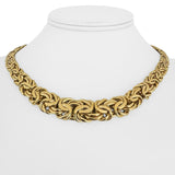 14k Yellow Gold 21.5g Vintage Graduated Byzantine Link Necklace Italy 17"
