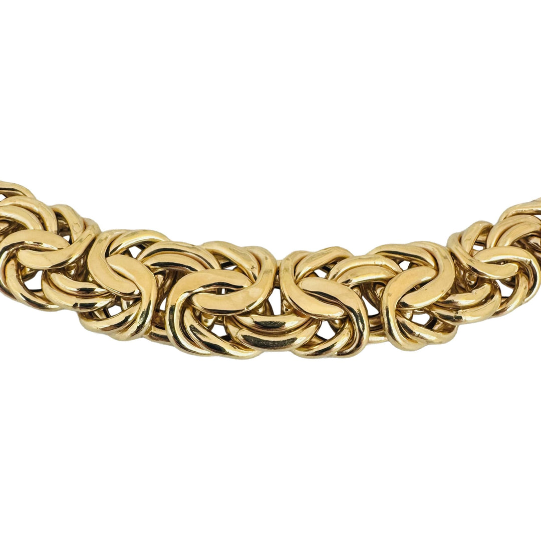 14k Yellow Gold 21.5g Vintage Graduated Byzantine Link Necklace Italy 17"