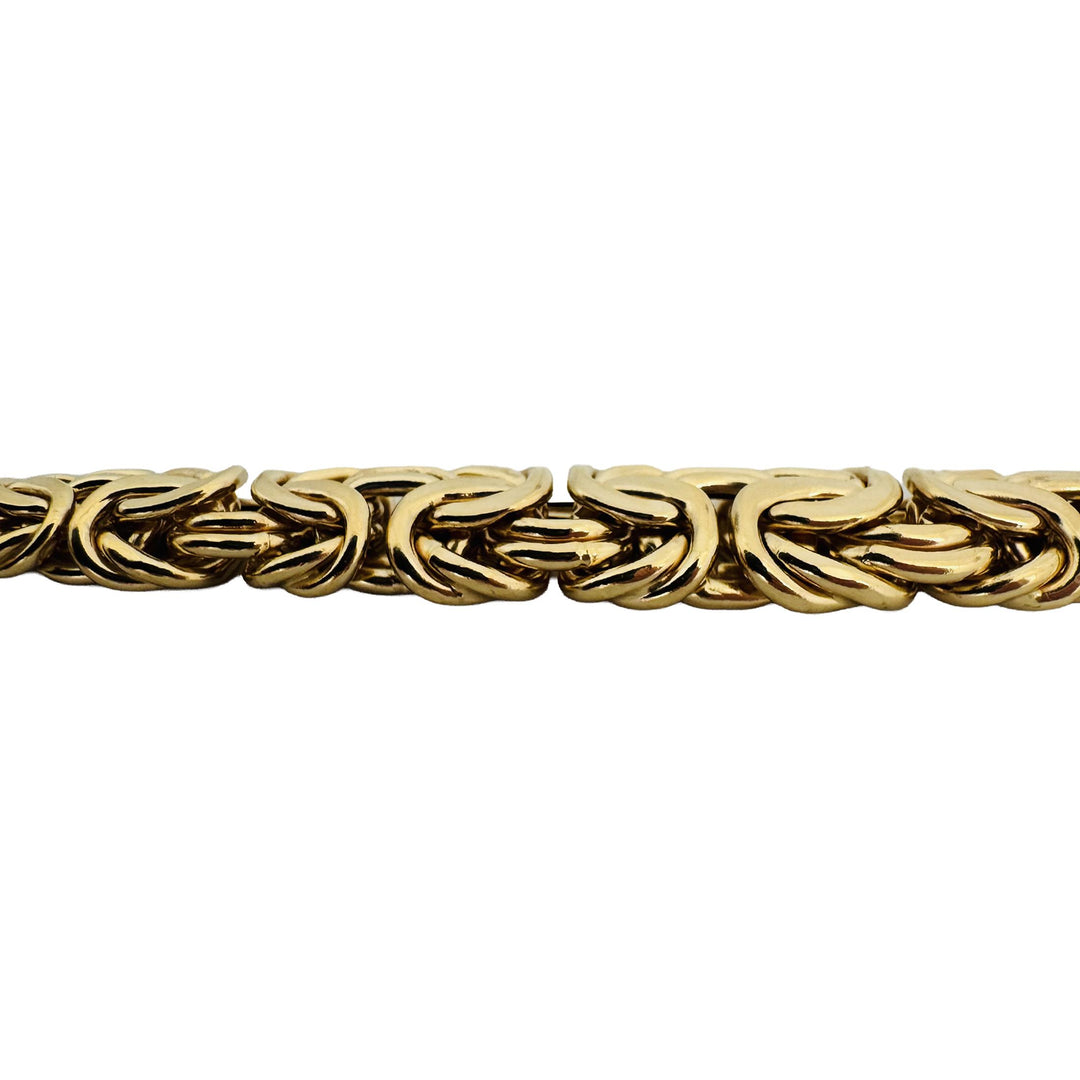 14k Yellow Gold 21.5g Vintage Graduated Byzantine Link Necklace Italy 17"