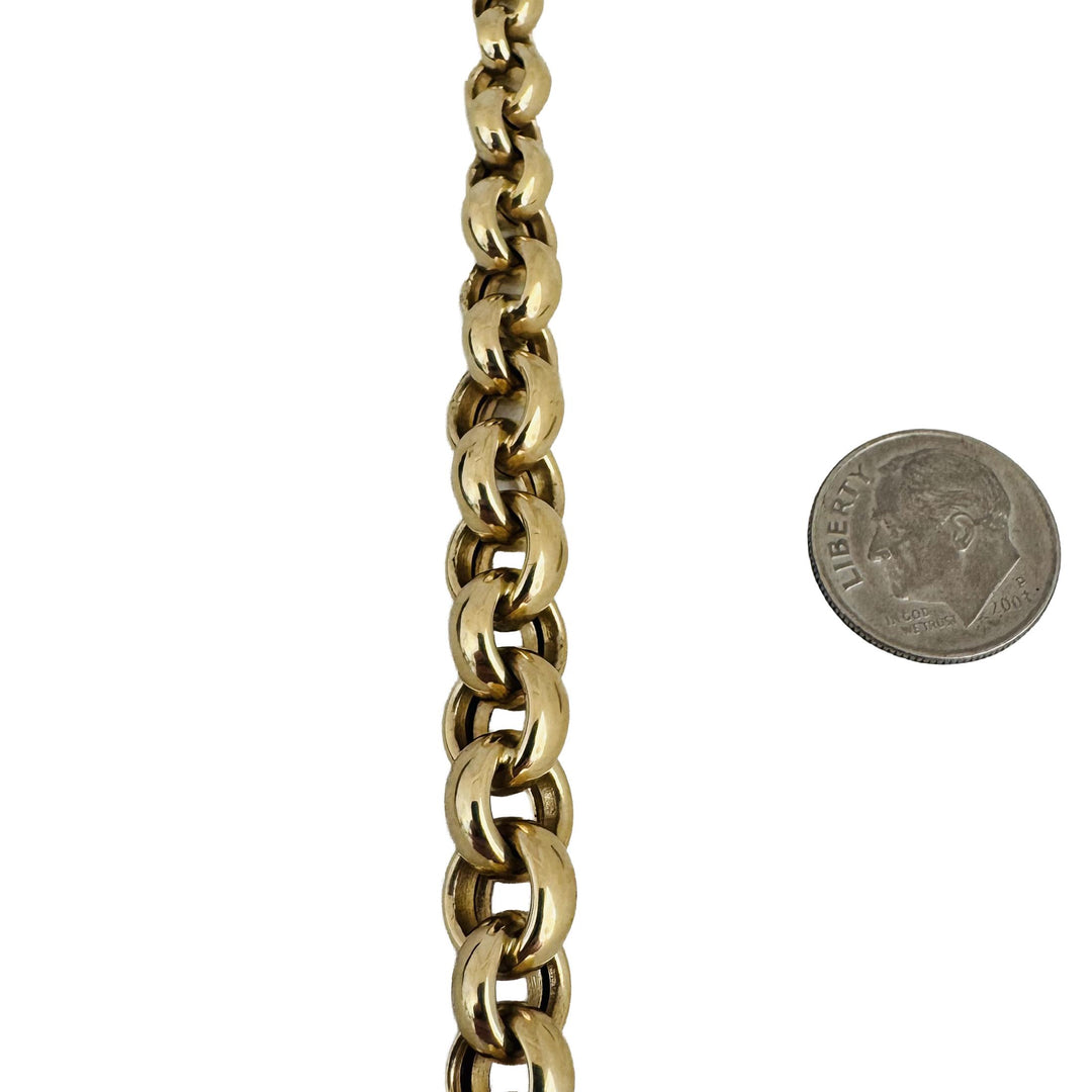 14k Yellow Gold 17.5g Vintage Graduated Rolo Link Necklace Turkey 18"