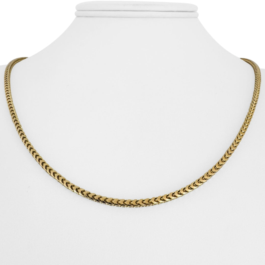 14k Yellow Gold 20g Solid 2.5mm Squared Franco Link Chain Necklace Italy 20"