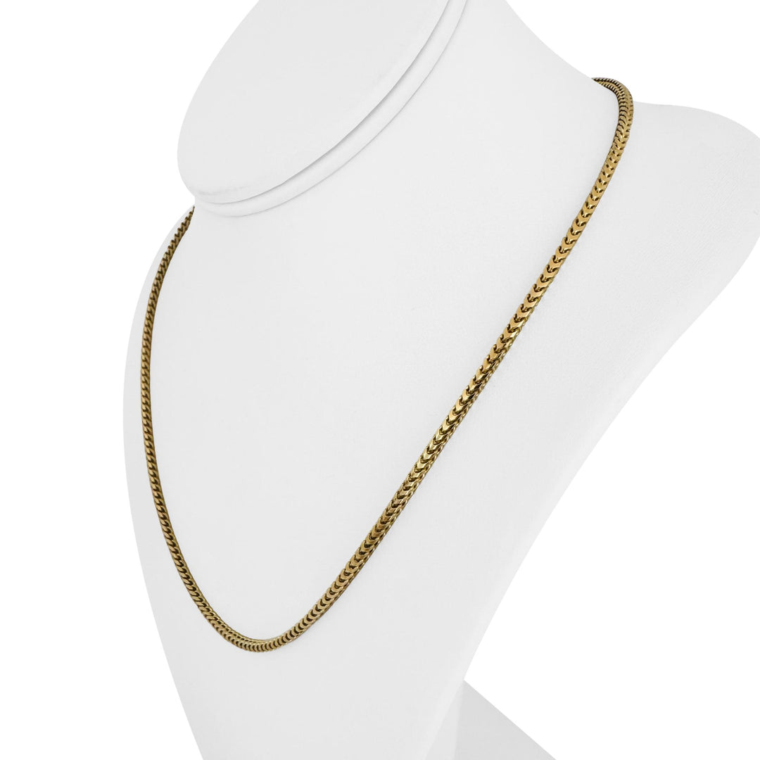 14k Yellow Gold 20g Solid 2.5mm Squared Franco Link Chain Necklace Italy 20"