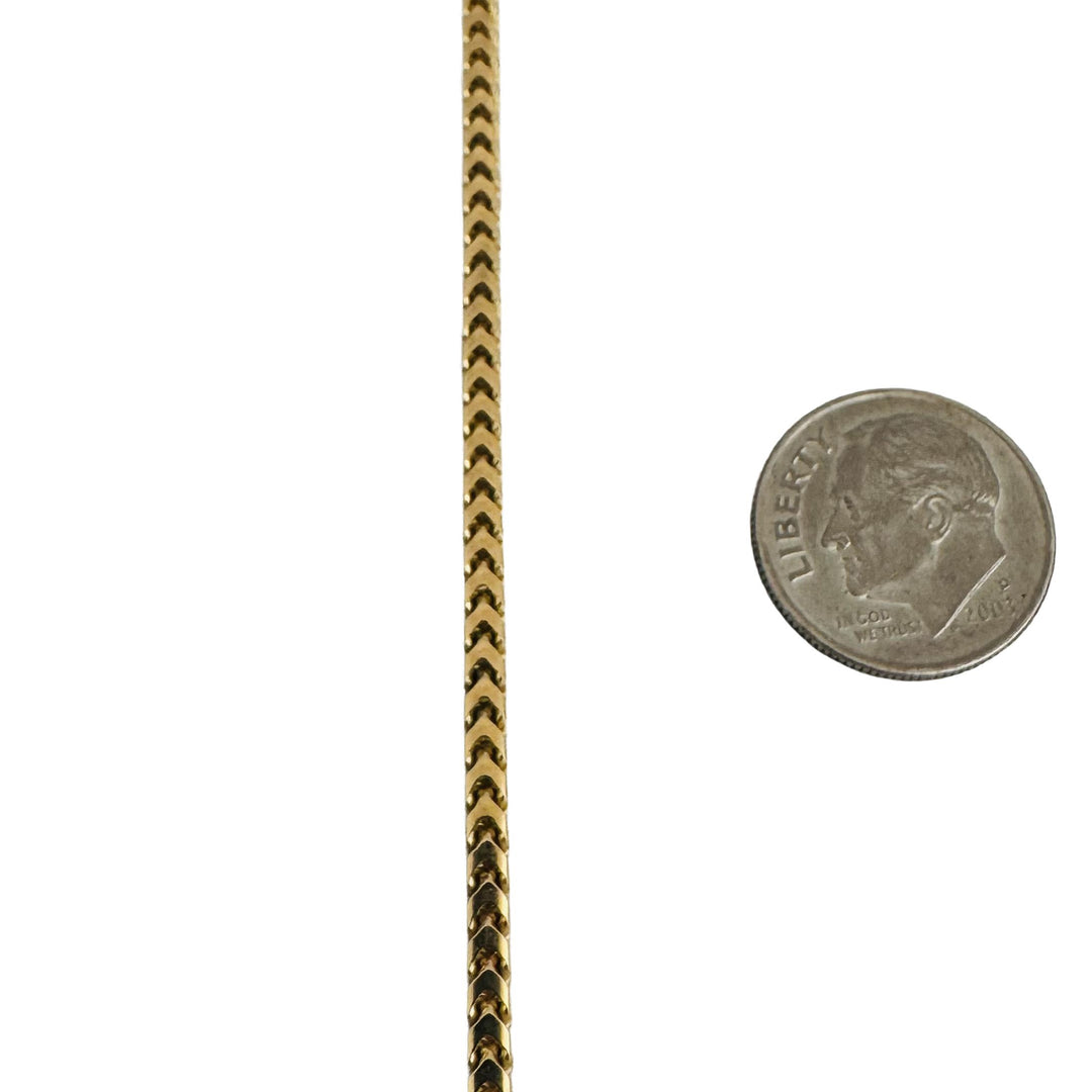 14k Yellow Gold 20g Solid 2.5mm Squared Franco Link Chain Necklace Italy 20"