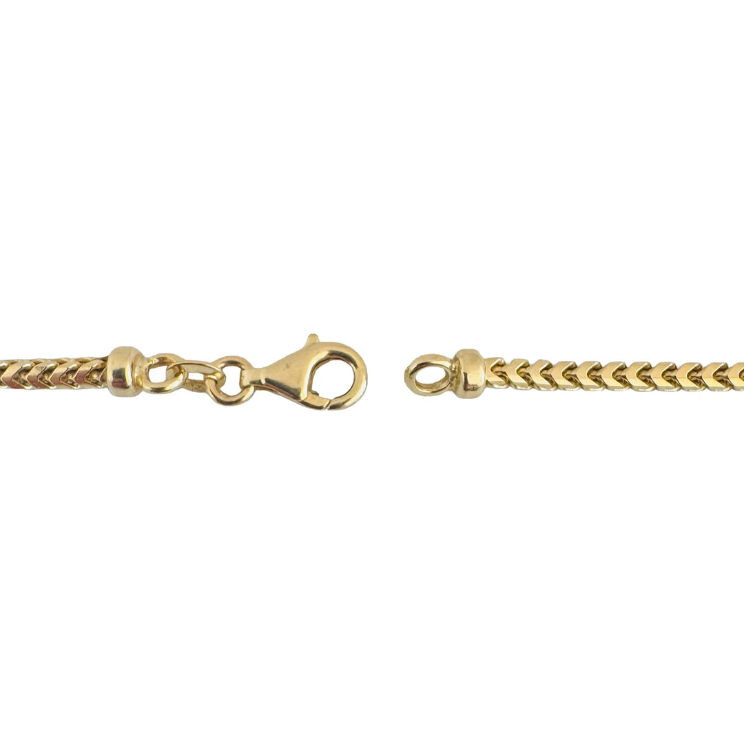 14k Yellow Gold 20g Solid 2.5mm Squared Franco Link Chain Necklace Italy 20"