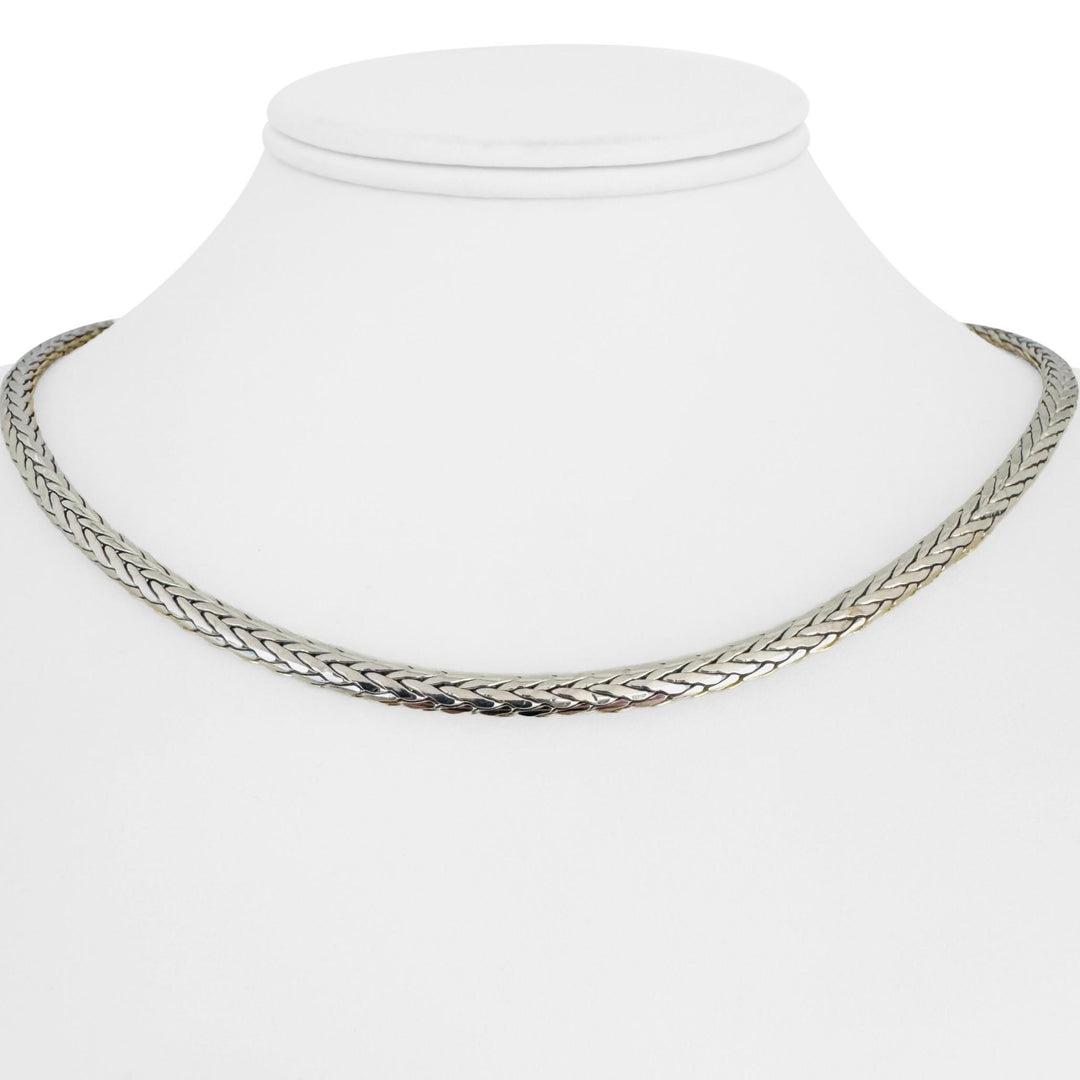 14k Yellow and White Gold 20g Reversible Thick Fancy Link Necklace Italy 18"