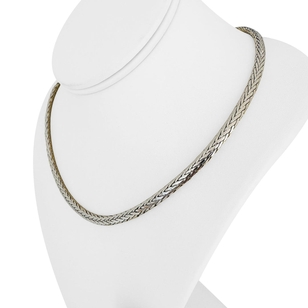 14k Yellow and White Gold 20g Reversible Thick Fancy Link Necklace Italy 18"