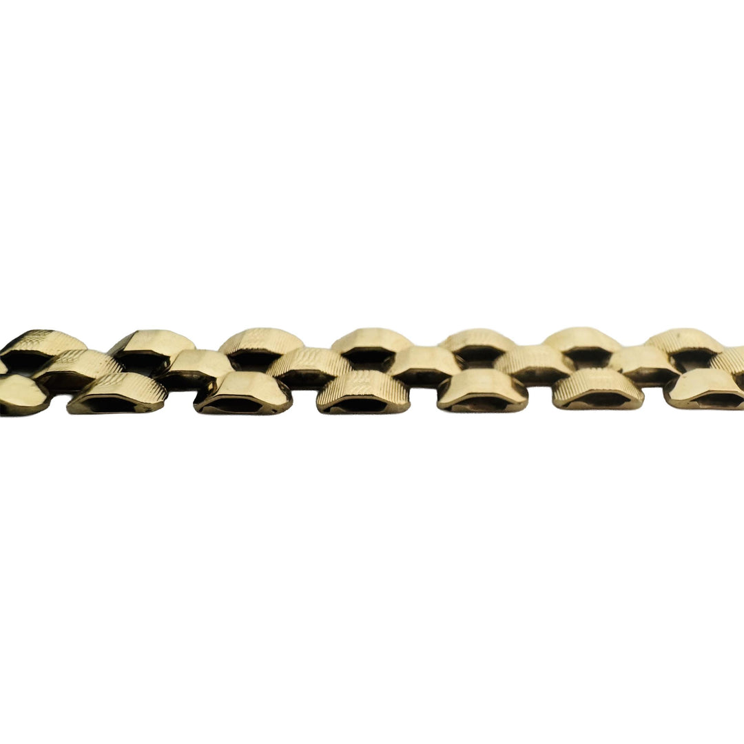 14k Yellow Gold 11.7g Vintage Faceted 7.5mm Panther Link Bracelet Italy 7.25"