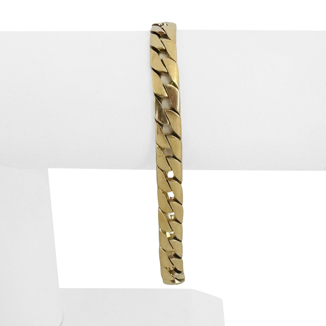 14k Yellow Gold 22.3g Solid Vintage Sleek Cuban Curb Link Bracelet Italy 8.25"