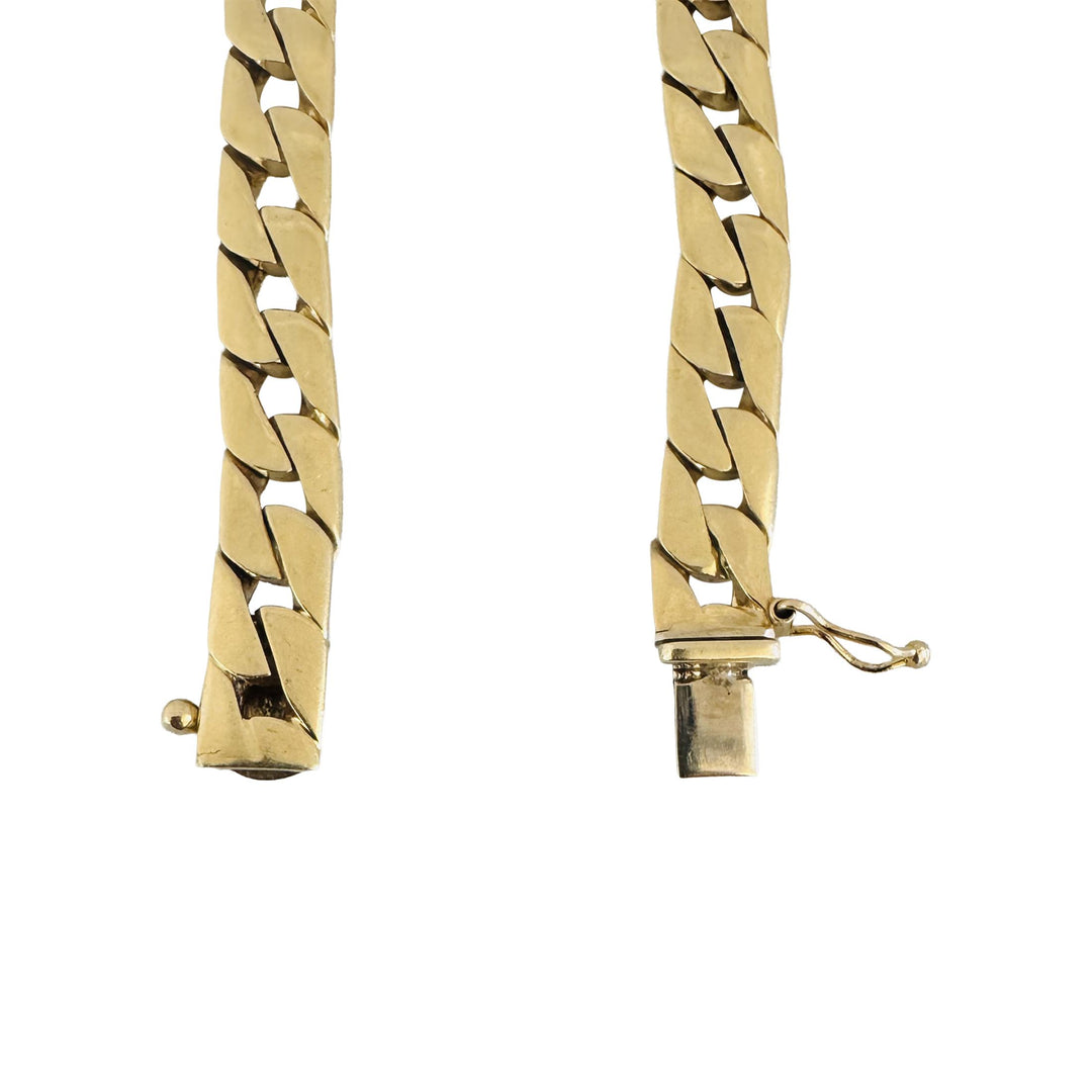14k Yellow Gold 22.3g Solid Vintage Sleek Cuban Curb Link Bracelet Italy 8.25"