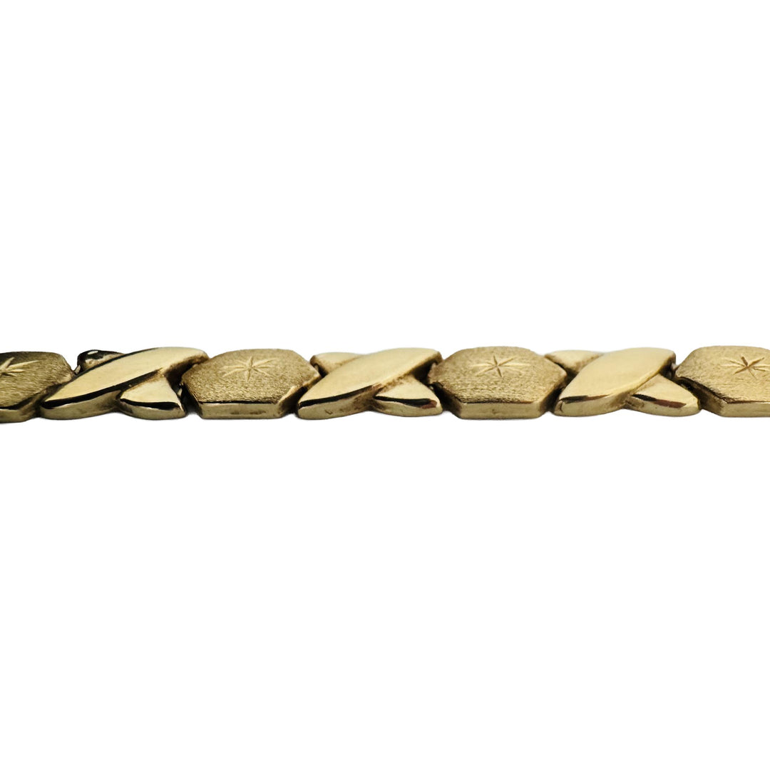 14k Yellow Gold 19.6g Ladies Vintage Hugs and Kisses XO Link Necklace 17.5"