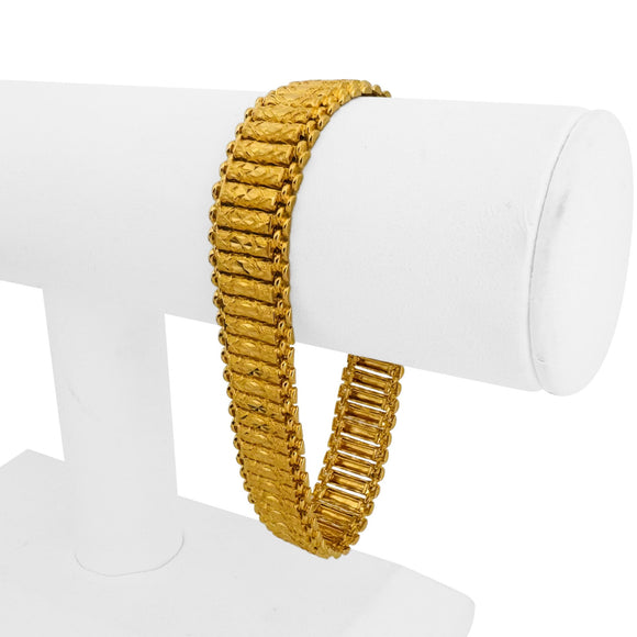 22k Yellow Gold 46.6g Solid Heavy 14mm Diamond Cut Barrel Link Bracelet 8