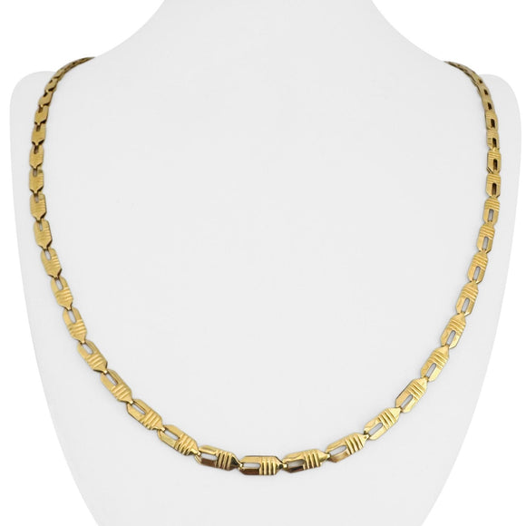 18k Yellow Gold 18.8g Vintage 4.5mm Open Flat Link Necklace Italy 24